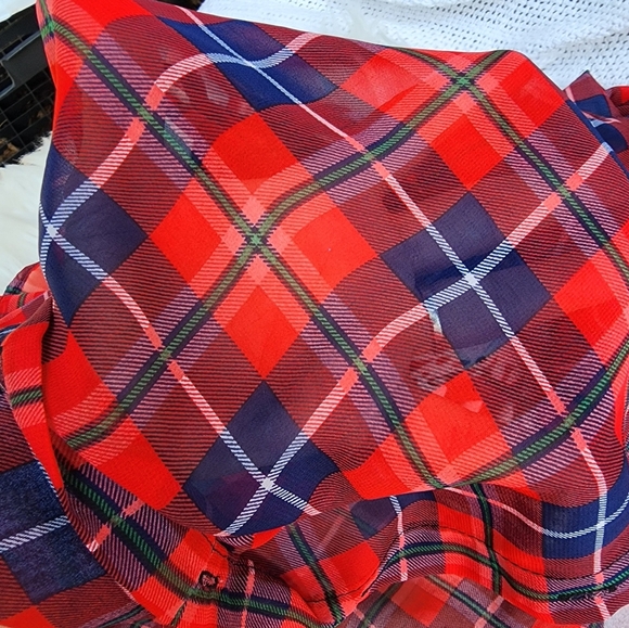 Oversized Sheer Plaid Graphic button down M-XXL..Likely vintage - Picture 11 of 13